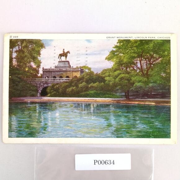 Grant Monument Lincoln Park Chicago Illinois 1930s Linen Postcard IL PC 1941 - Picture 1 of 2